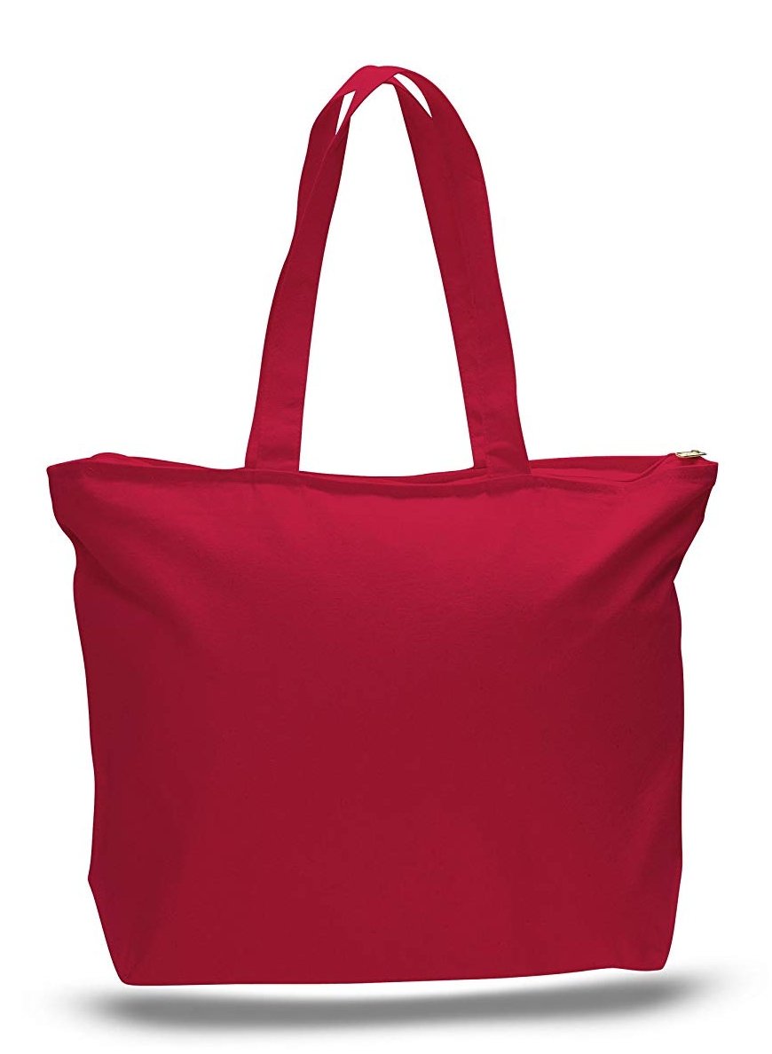 Heavy Duty Canvas Large Reusable Bags, Top Zippered