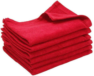 240 Pack Red Color Velour 11" x 18" Fingertip Towels (Hemmed Ends)