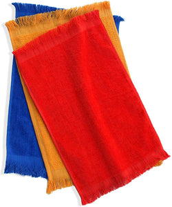 12 Pack Red Color Velour Fingertip Guest Towels in Bulk, 11" x 18"  (with Fringe)