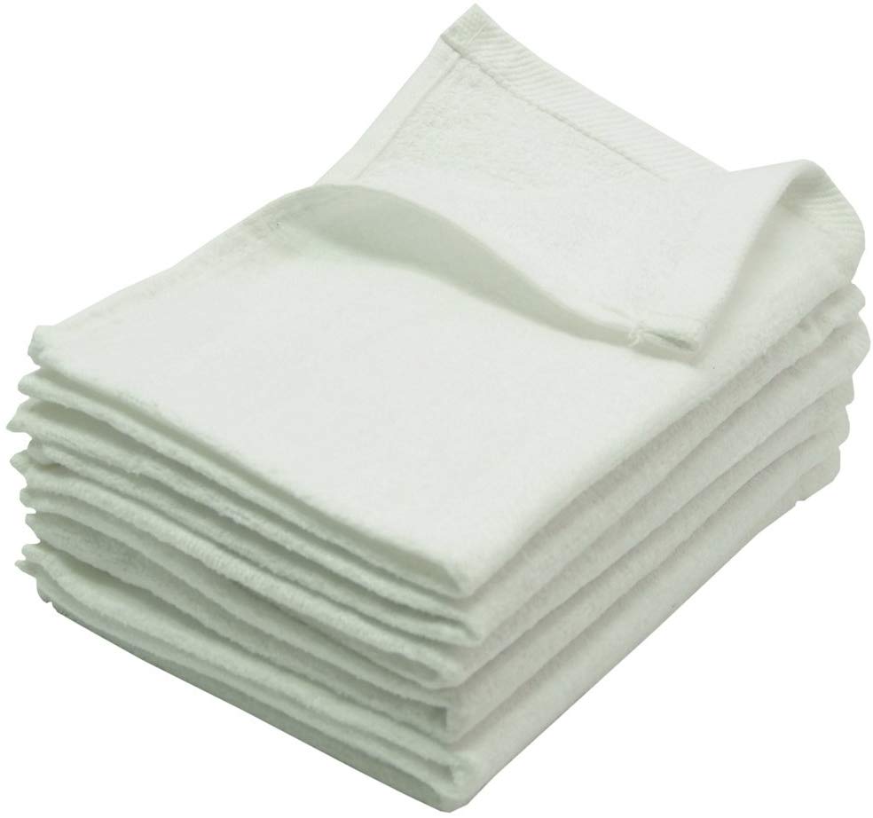 wholesale White Color Velour Fingertip Towels (Hemmed Ends) bulk