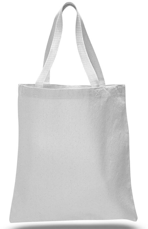 White Color Canvas Reusable Shopping Tote Bags, Flat